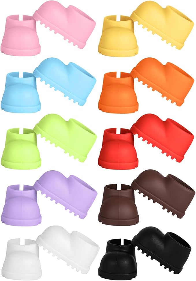 sunla 10 Pairs Doll Shoes for 17cm Dolls, Cute Mini Shoes Accessories for 17cm Dolls Sitting Standing Series, Silicone Doll Rain Shoes Boots