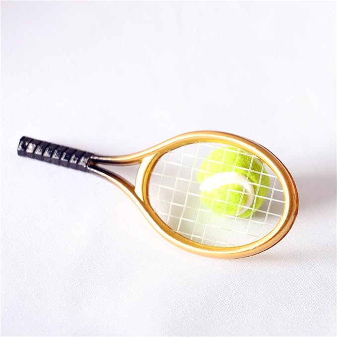 BOGEEL House Tennis Model Set Simulation Sports Goods Outdoor Miniature Model Include 1x Tennis 1x Racket,Plastic
