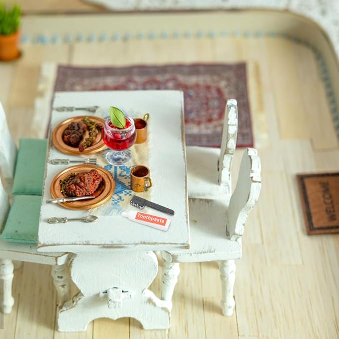 Lurrose 10pcs Simulation Toothpaste Toothbrush Mini Doll Dolls House Miniature Scene Model Charm for Crafts Making Mini Decor Phone Case Accessories Household Epoxy Hair Accessories