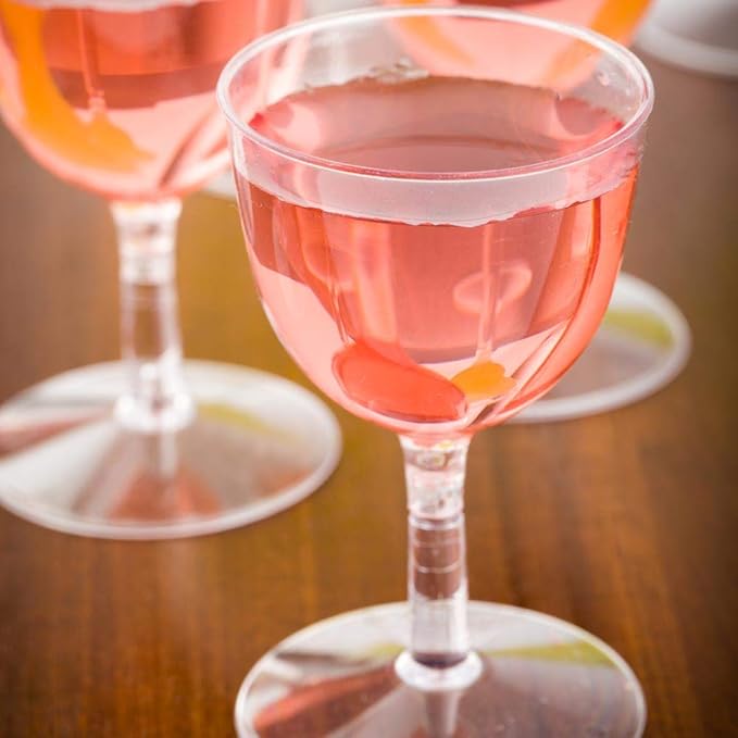 Restaurantware 2 Ounce Mini Wine Glasses 100 Disposable Plastic Wine Glasses - Recyclable Crack Resistant Clear Plastic Disposable Wine Goblets For Parties or Weddings