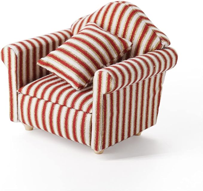 Odoria 1/12 Miniature Chair Armchair Dollhouse Furniture Accessories, Stripes