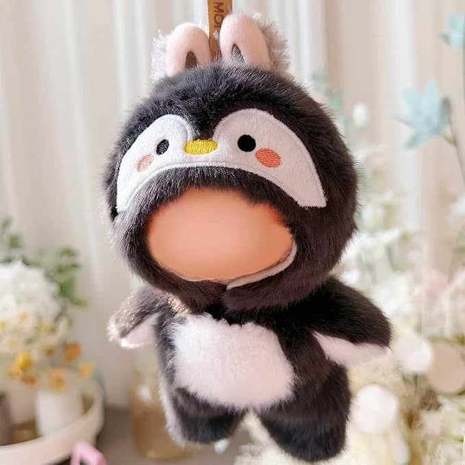 Clothes for LABUBU Doll (NO Doll), 2-Piece Cute Plush Penguin Outfits for LABUBU 17cm Dolls, Premium Accessories for LABUBU Unique Dress up