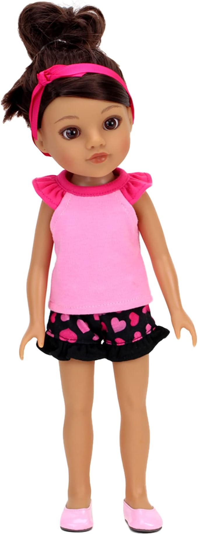 Sophia's 14.5" Doll Set of Shoes - Faux Pink Leather Dress Shoes and White All-Star Canvas Sneakers