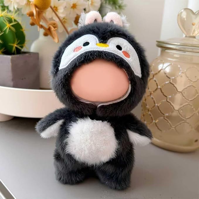 Clothes for LABUBU Doll (NO Doll), 2-Piece Cute Plush Penguin Outfits for LABUBU 17cm Dolls, Premium Accessories for LABUBU Unique Dress up
