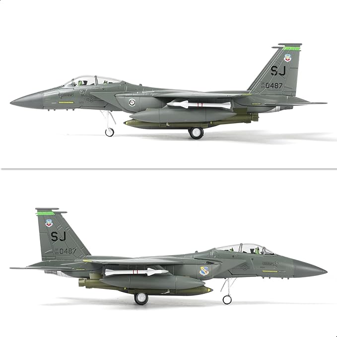 Classic American F-15E Strike Eagle Fighter 89-0487 Pre-Build Model Kits 1:100 Aircraft Alloy Diecast Airplane Military Display Model Aircraft for Collection or Gift