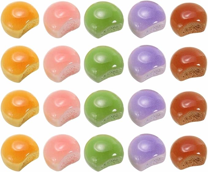 Dollhouse Miniature Food, Cute Mixed Steamed Bread Figures Toys Mini Resin Foods Trinkets for Pretend Play Kitchen Cooking Game & Doll House Decor (Mixing Colors, 20pcs)