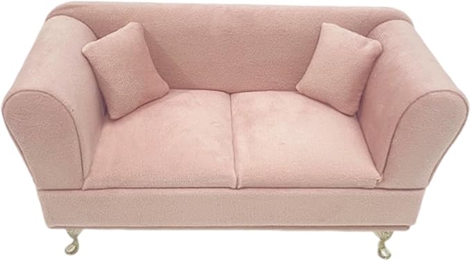 1/6 Scale Dollhouse Sofa, Miniature Sofa with Pillows, Jewelry Box Organizer, Modern Dollhouse Furniture, Artificial House Room Scene Decoration, Furniture Model for 12inch Dolls Accessories