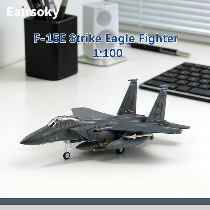 1:100 Scale F-15E Strike Eagle Metal Fighter Jet Model Military Die-cast Aircraft Models for Collection or Gift LN Tail