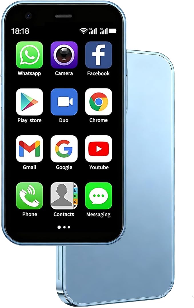Mini Phone, 3.0 Inch Android Dual Camera Dual SIM, Mini Smartphone Unlocked, Face lD/WiFi/Bluetooth, Palm Phone for Kids, Student Pocket Cellphone,2GB +32GB (Far Sky Blue)