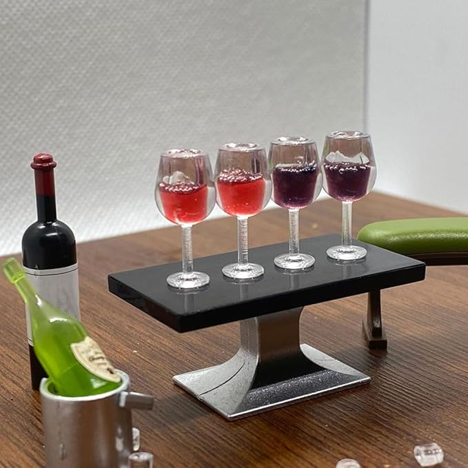 LUOZZY 48 PCS Miniature Wine Glasses Dollhouse 1:12 Miniature Wine Goblet Cups Model Tiny Wine Champagne Drink Cups Dollhouse Accessories