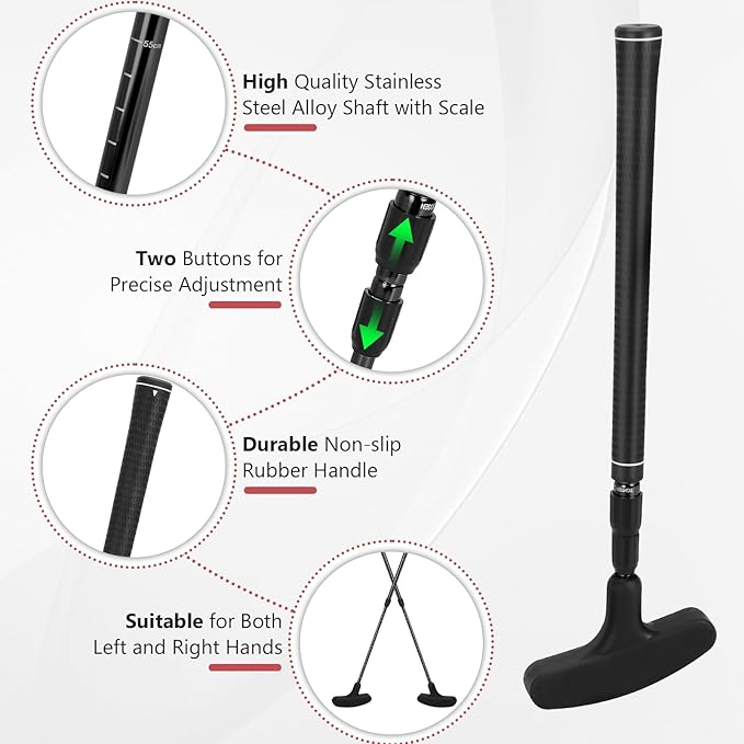 MultiOutools Golf Putters for Men and Women, 2 Pack Adjustable Golf Club Sets with 6 Balls & 2 Flag Cups, Two-Way Mini Putters Training Clubs for Children, Teenagers, Adults