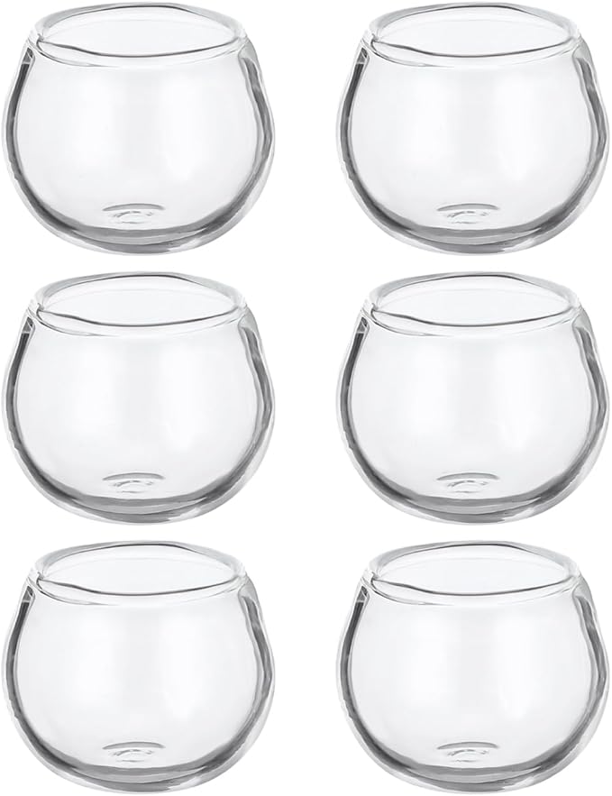 ibasenice Mini Glass Fish Tank 6Pcs Set 0.94 Inch Transparent Dollhouse Accessories Miniature Fish Bowls for DIY Crafting and Creative Decor