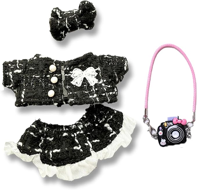 17cm Doll Clothes - Dress for fugler Doll,Luxury Chic Style Set for 5.19-6.7in Dolls,Dolls Outfit Stylish Clothes -Black Heart Design with Rhinestones,Outfit Clothing Set (Style-H)