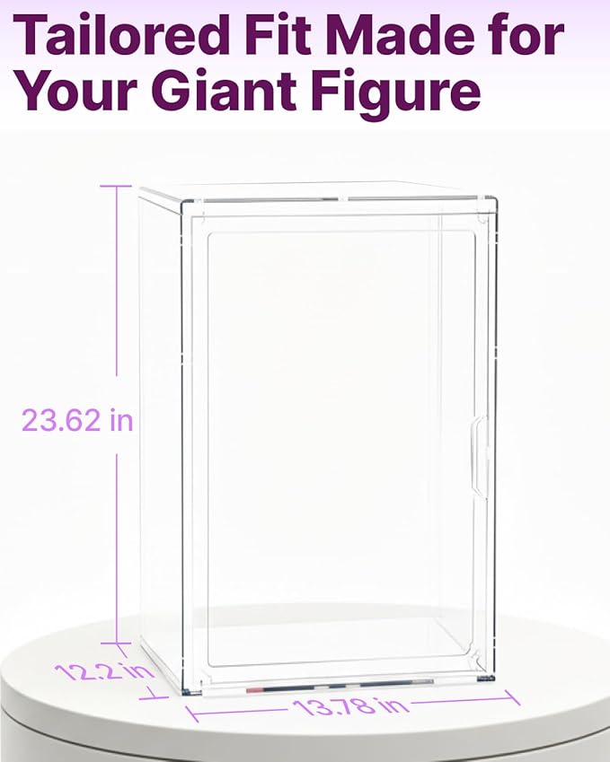 2-Pack XXL-Large Acrylic Display Cases for Gaint Labubu Collectibles 60cm/23.6", Dustproof and Figure Display Case, Compatible with ZIMOMO & Angel in Clouds, Clear Display Box Organizer