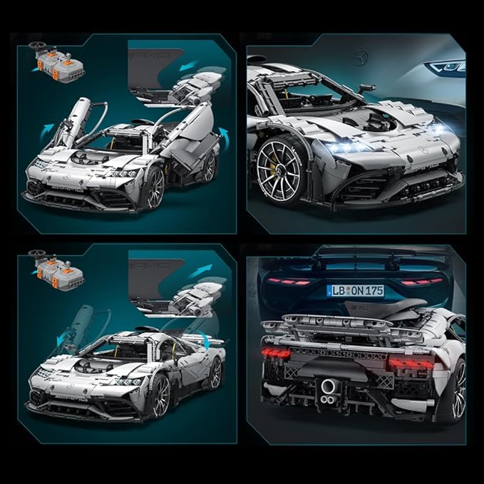 CaDA C61503W Mercedes-AMG ONE Builidng Block Set, 1:8 Mercedes AMG Speed Champion Brick Model with Ejection Start Gameplay, Super Car Collection Toy Sets for Adults (3295PCS)