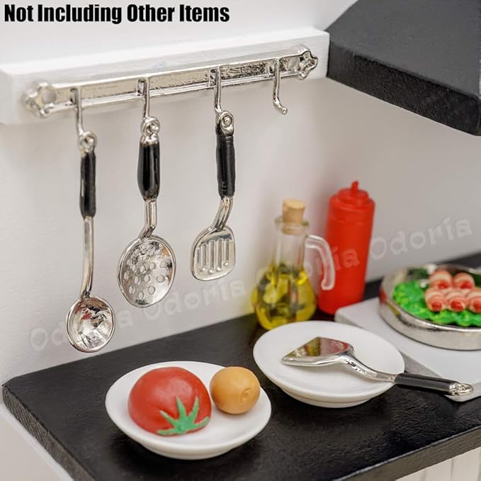 Odoria 1/12 Miniature Kitchen Utensils Dollhouse Decoration Accessories, Silver