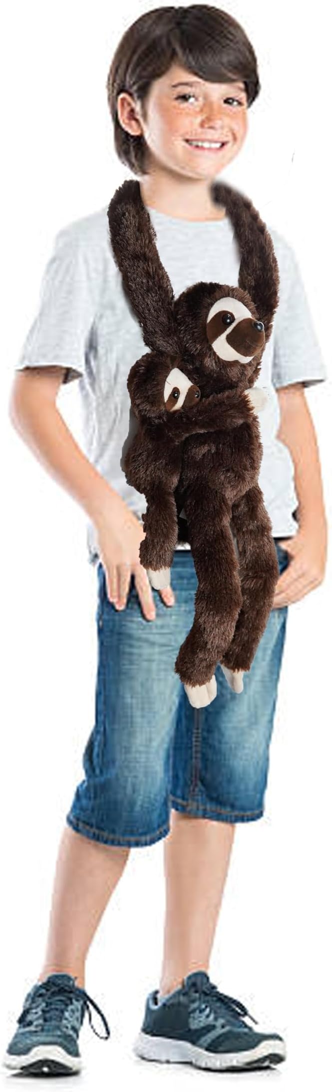 2pcs Sloth Hanging Stuffed Animal Mother with Baby Hanging Plush Toys, Three-Toed Sloth Hooks and Stuffed Animals with Rings for Kids, Gifts for Boys and Girls
