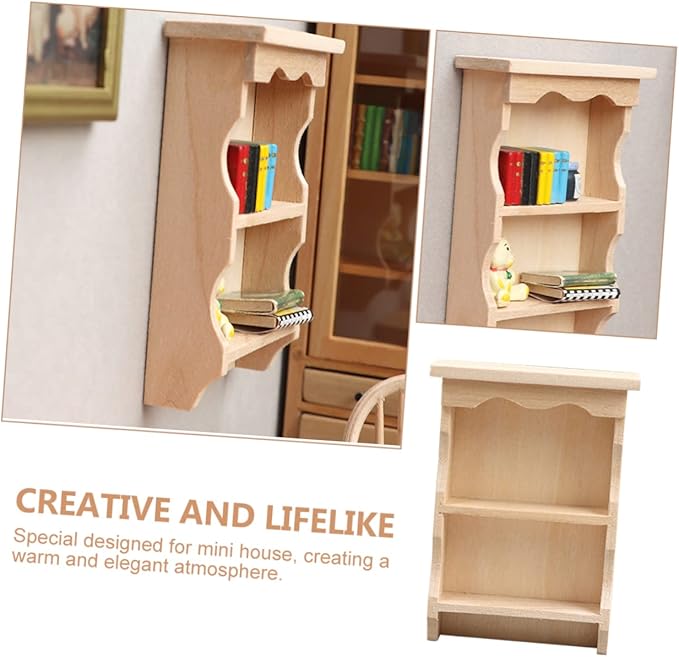 HEMOTON 1:12 Dollhouse Mini Furniture Model Decorative Mini Wall Shelf Accessory