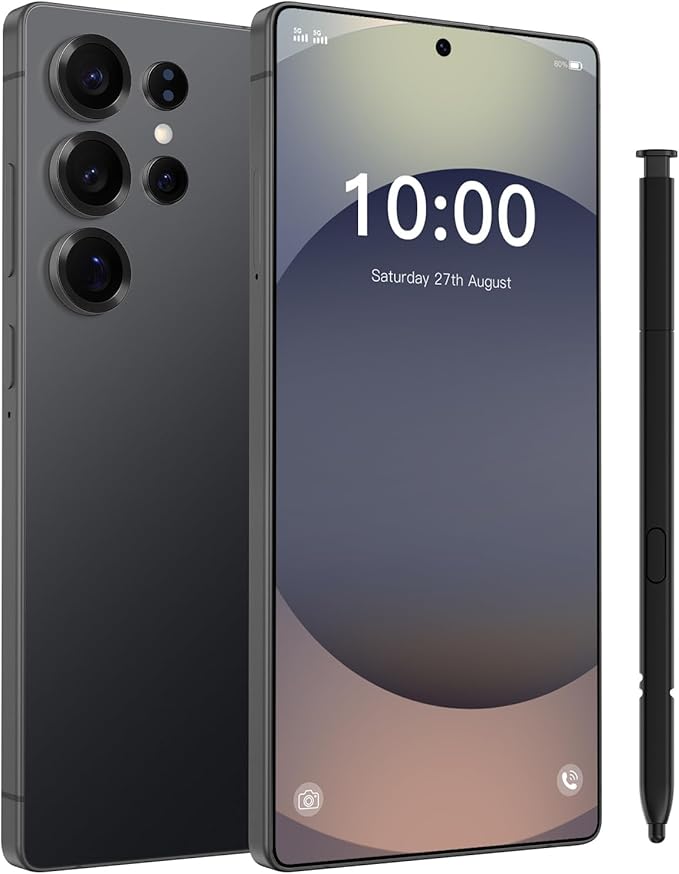 5G Unlocked Cell Phone,12+512GB Memory Android Phone,108MP Zoom Camera, Android 15 Smartphone,Build in G Pen, 6.8“ HD Screen,7000mAh Battery Life, Dual SIM/Face ID/GPS (Titanium Black)
