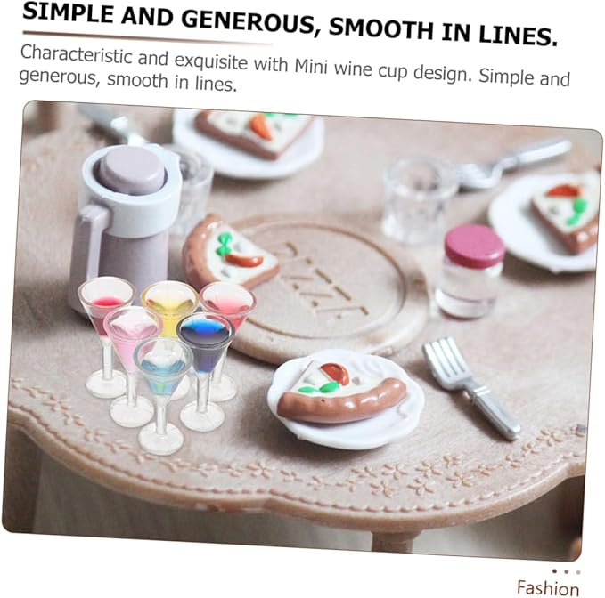 Yardwe 12pcs Miniature Cocktail Doll House Accessories Realistic Mini Wine Glasses for Dollhouse Decor for Creative Mixed Color