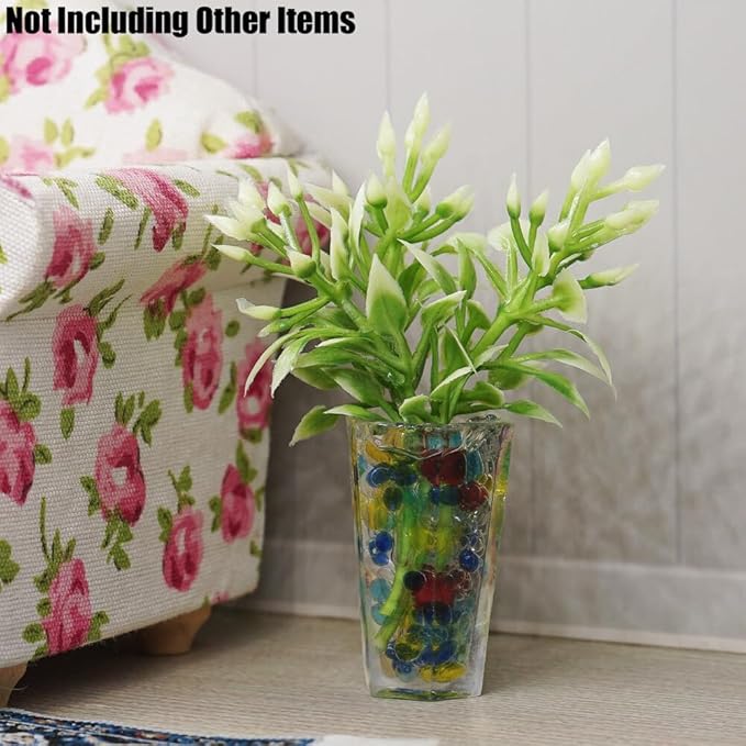 Odoria 1/12 Miniature Potted Plants 2Pcs Dollhouse Decoration Accessories, Multicolored