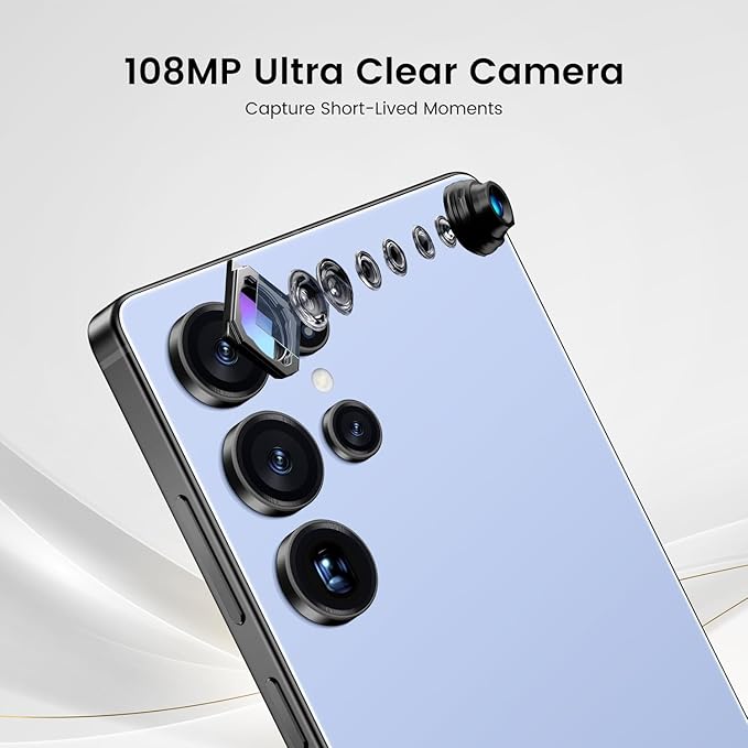 Bnjbmj I25 Ultra Flagship Killer Smartphone - Snapdragon 8 Gen 3, 16GB+512GB, Massive 6.99" FHD+ Display, 108MP+68MP Pro Cam, 7000mAh 2-Day Battery, Android 14, Includes Stylus Pen (Titanium Blue)
