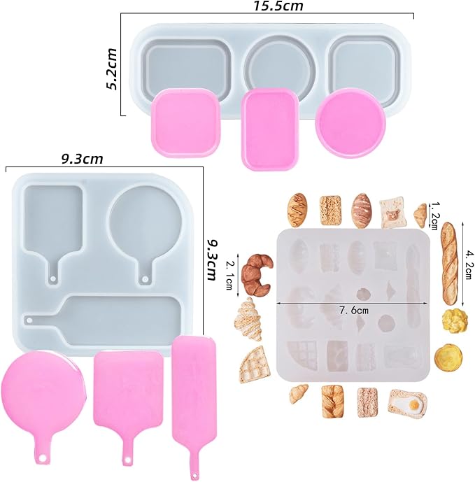 Mini Simulation Bread Tray Resin Silicone Mold for Epoxy Resin Casting for DIY Art Craft Mini Dollhouse Kitchen Accessories Display Decoration