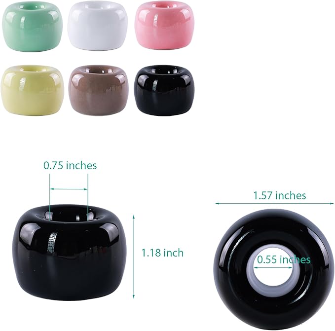 NiuYichee Set of 6 Sleek Mini Ceramics Toothbrush Holder, Small Ceramic Ring, Perfect Size for Bathroom Vanity Countertops