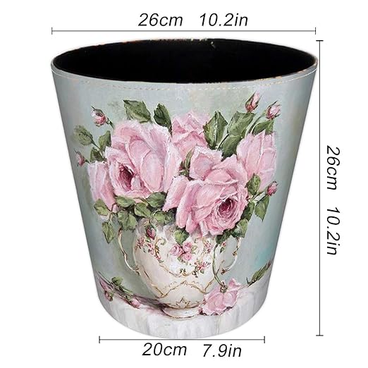 Scakbyer 10L Wastebasket Retro Decorative Trash Can Waterproof PU Leather Wastebasket Without Lid for Kitchen, Office, Living Room, Bedroom