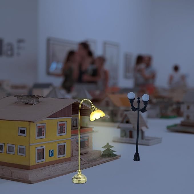 NUOBESTY Mini Dollhouse Lamp Vintage Floor Lamp for Dollhouse Garden Street Decoration 1:12 Scale Led Light Furniture Ornament Battery Operated