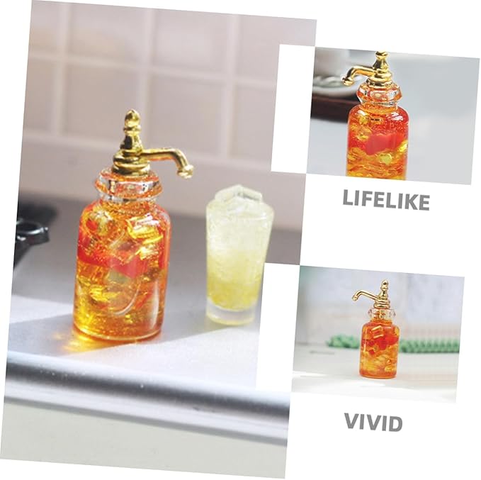 HAKIDZEL Miniature Glass Fruit Wine Bottle Dollhouse Accessory Pretend Play Kitchen Photography Prop for Creative Micro Scene Decoration