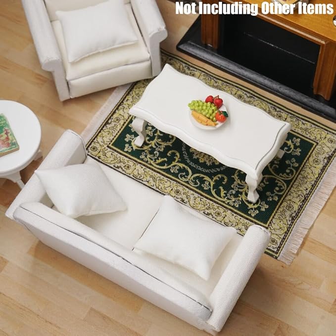 Odoria Dollhouse Couch Loveseat Miniature - 1/12 Scale Upholstered Sofa for Modern Living Room Bedroom - Mini Settee Chaise Lounge Wood Furniture White