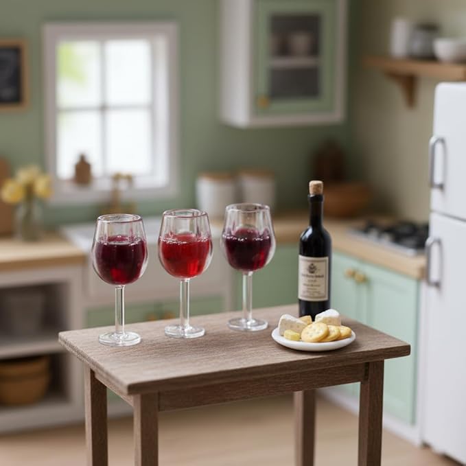 LUOZZY 20 Pcs Miniature Dollhouse Wine Glasses 1: 12 Scale Mini Champagne Wine Glasses Dollhouse Accessories