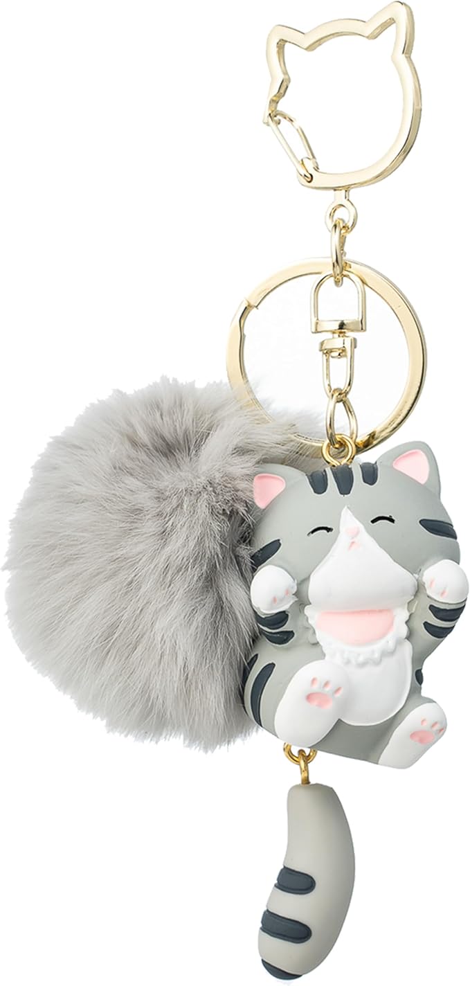 Jekvill Cat Keychain bag charms for handbags Cute Keychains for Women Kawaii Cat Backpacks Accessories cat plush keychain