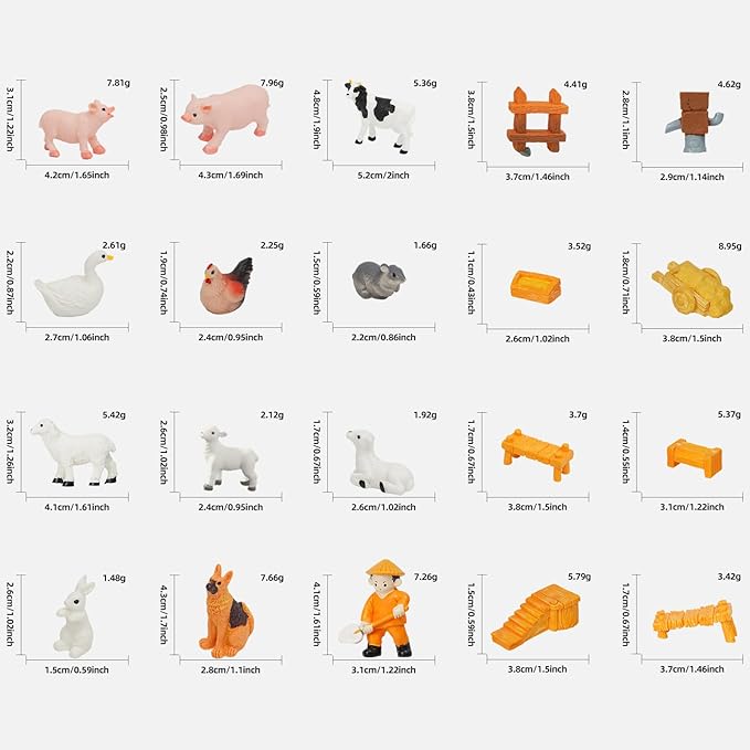 30pcs Mini Farm Animals Figurines Playset, Mini Resin Figurines for Fairy Garden Accessories, Garden Lawn Landscape Decor, Dollhouse, Succulents & Home Decoration
