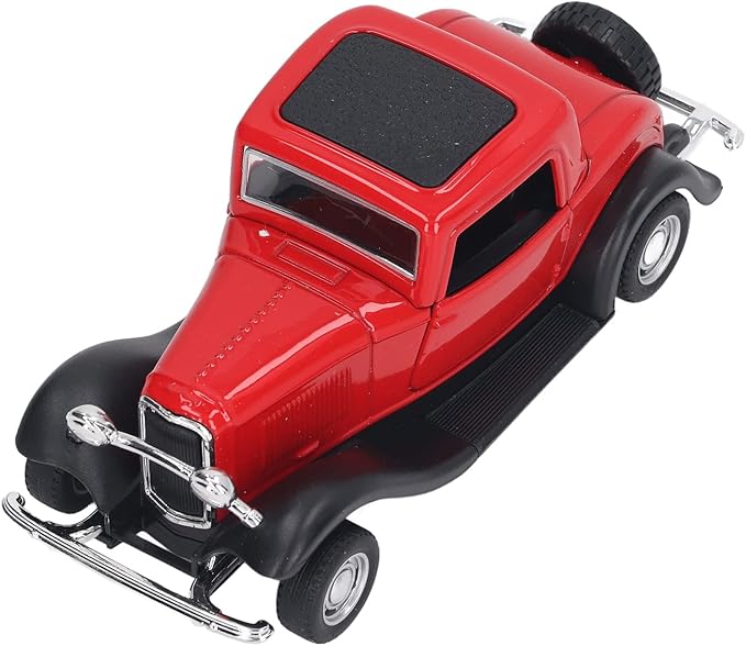Classic Vintage Alloy Car Model Opened Doors Retro Antique Pullback Toy 1:32 for Playtime Education (Red)