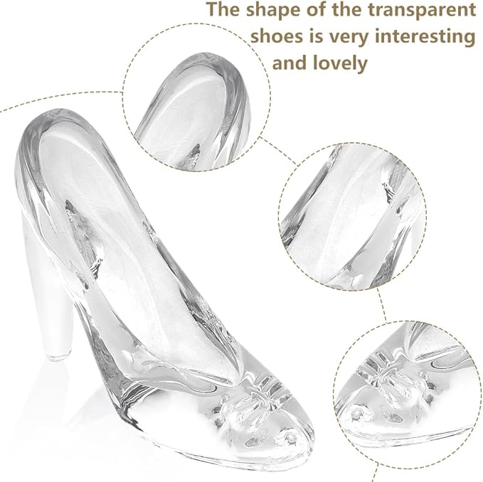 Glass Crystal High Heels, Glass Slipper, Crystal High Heels for Shoes Birthday Decoration Party, Wedding Supplies Decorative Party Decorations, Transparent