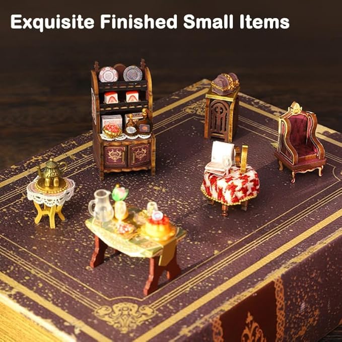 DIY Miniature Dollhouse Kit, Tiny House Kits with Furnitures, Mini House Making Kit to Build for Adults, Hobby Craft Gift for Christmas Day, Castle