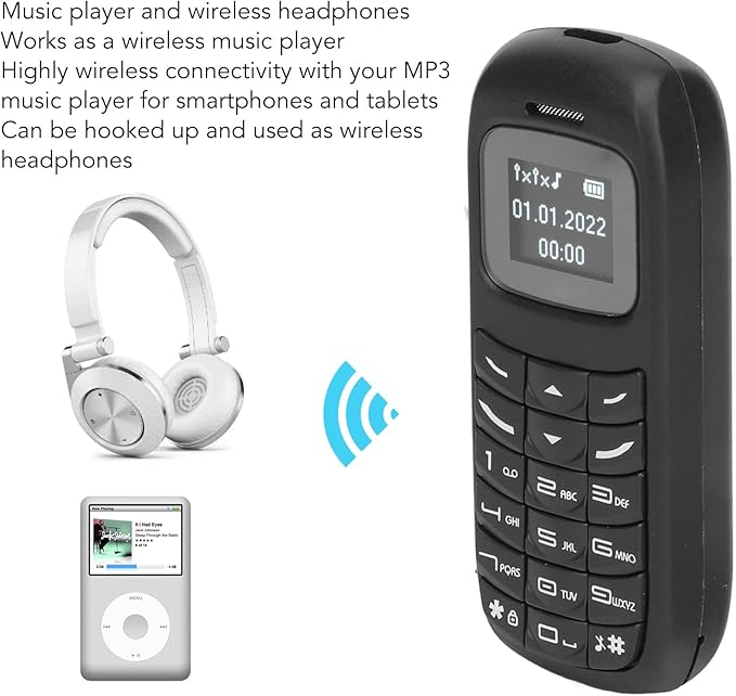 GOWENIC BM70 Mini Smartphone, 2G Unlocked Small Mobile Phone with 0.66 Inch Screen Dual SIM Card Dual Standby, Bluetooth Music Player, Backup Phone Low Radiation (Black)