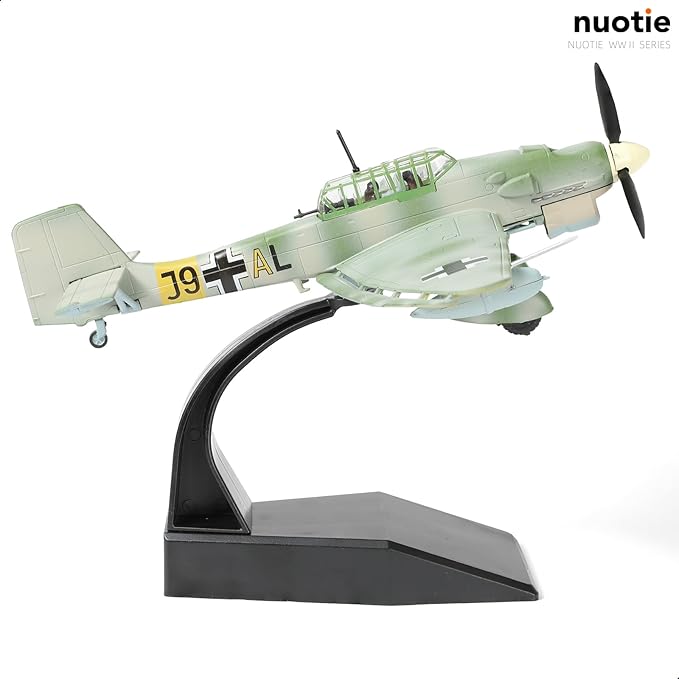 1/72 Junkers Ju 87 Stuka Bomber Aircraft Model WW II Metal Die-cast Classic Military Fighter Model Pre-Built WWII Legendary German Bomber Model with Display Stand Collection Gift for Adults