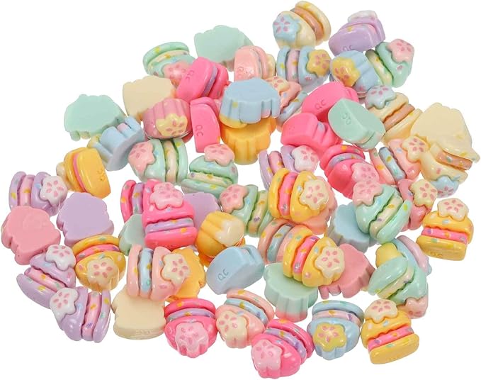 Mini Cute Layer Cake Decor, Miniature Doll Food Crafts for Dollhouse & Landscape & Mini Kitchen & Micro Fairy Garden & DIY Craft Decorations(Dark Colors, 100pcs)