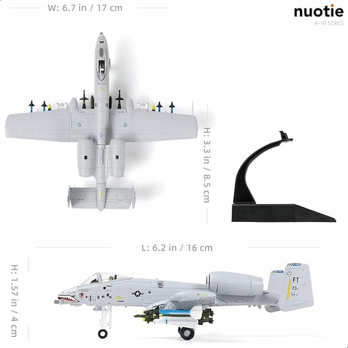 1/100 A-10 Attack Pre-Build Diecast Metal Aircraft Model Kits Thunderbolt II (Warthog) VX-23 Replica Military for Display Collection or Gift