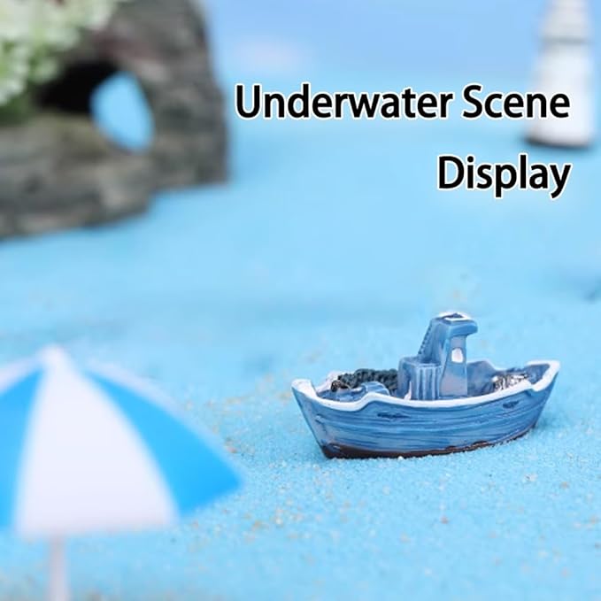 6 Pcs Miniature Fishing Boats Set - Vintage Mediterranean Style for Dollhouse, Fairy Garden & Micro Landscape Decor Perfect for Ocean, Beach & Sea Themes