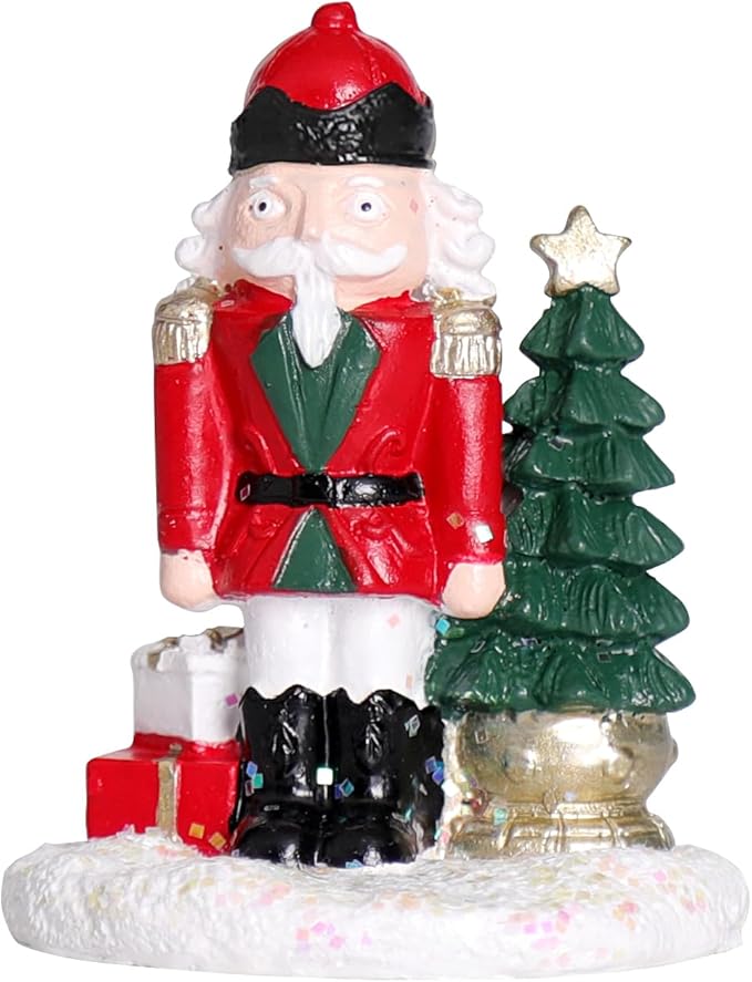 Christmas Village Accessories Ornaments Resin Christmas Village Sets Decoration for Xmas Festival Holiday (Walnut Soldier)