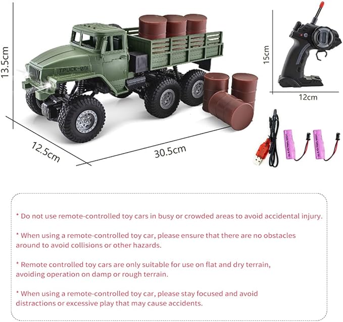 RC Military Truck, 1:16 Military Carrier Car Off-Road Crawler Transpotr Truck 6WD with LED Light for Teen Adults