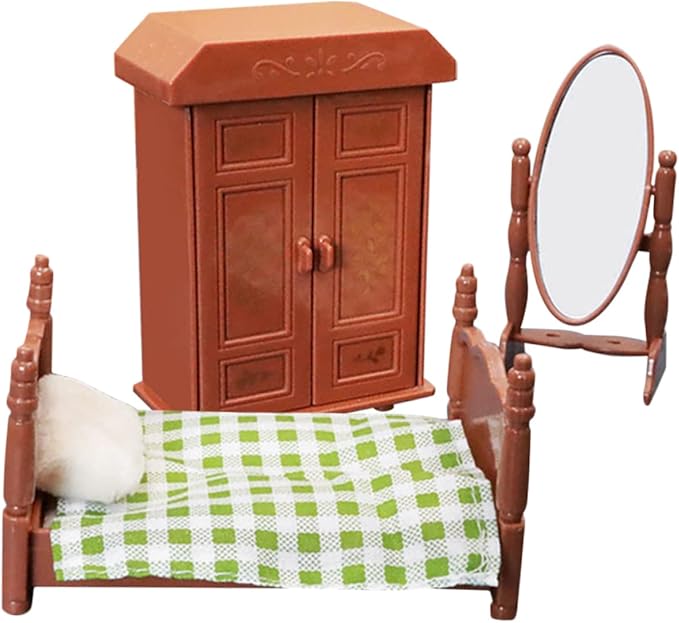 3Pcs Miniature Dollhouse Bedroom Realistic Furniture Accessories for Decorative House Decor for DIY Projects and Creative Play