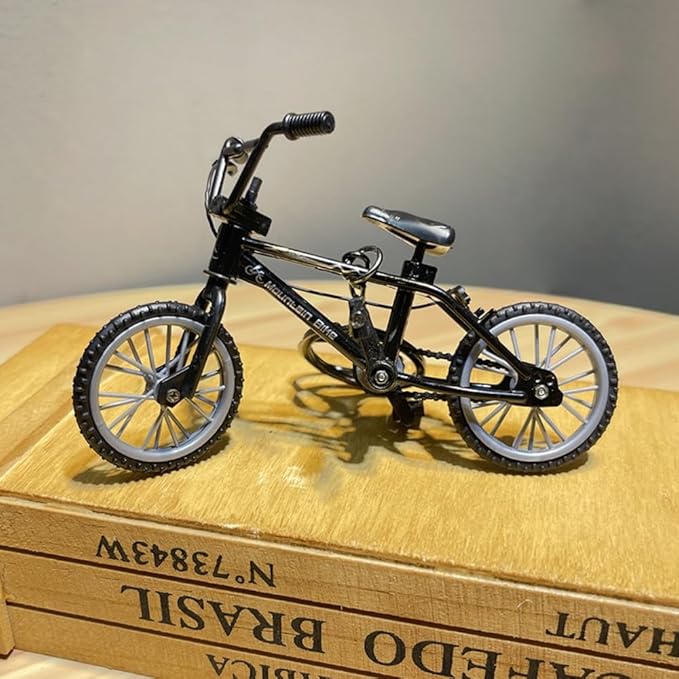 Mini Diecast Mountain Bike, Black, 1/18 Scale, Finger Bicycle Model, Desktop Decor Art Craft