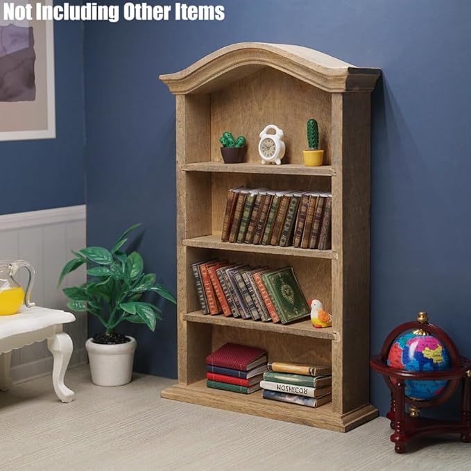 Odoria 1/12 Miniature Shelf Mini Bookshelf Bookcase Miniatures Dollhouse Furniture Accessories Doll House Accessory, Retro