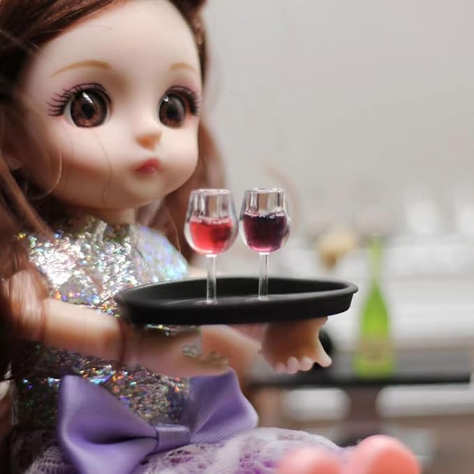 LUOZZY 48 PCS Miniature Wine Glasses Dollhouse 1:12 Miniature Wine Goblet Cups Model Tiny Wine Champagne Drink Cups Dollhouse Accessories