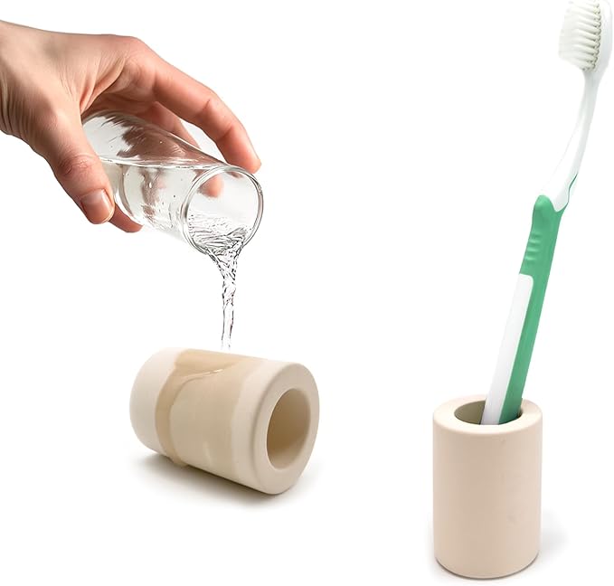 DiatZeno Mini Toothbrush Holders for Bathrooms - Diatomite Quick-Dry Organizer, Compact Portable Toothbrush Holder for Countertop, Shower & Travel Storage